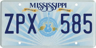 MS license plate ZPX585