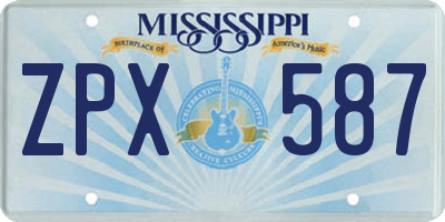 MS license plate ZPX587