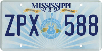 MS license plate ZPX588