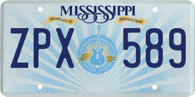 MS license plate ZPX589