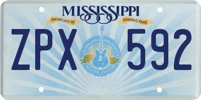 MS license plate ZPX592