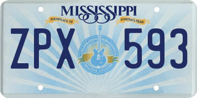 MS license plate ZPX593