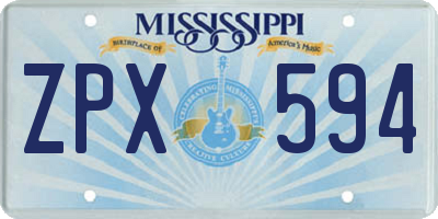 MS license plate ZPX594