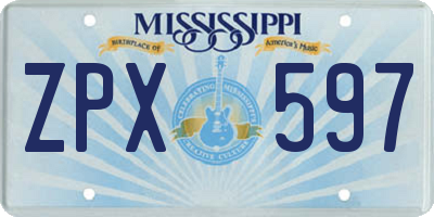 MS license plate ZPX597