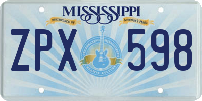MS license plate ZPX598