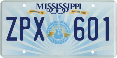 MS license plate ZPX601