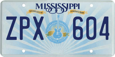 MS license plate ZPX604