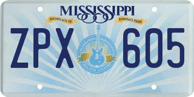 MS license plate ZPX605