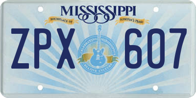 MS license plate ZPX607