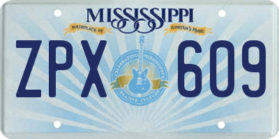 MS license plate ZPX609