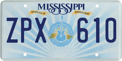 MS license plate ZPX610