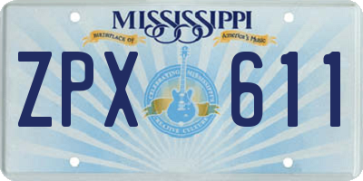 MS license plate ZPX611