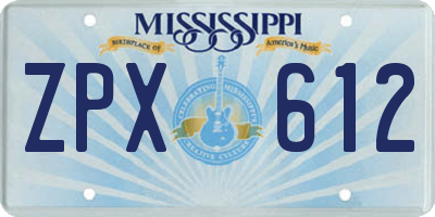 MS license plate ZPX612