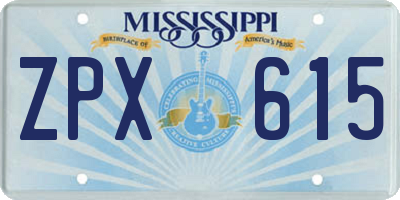 MS license plate ZPX615