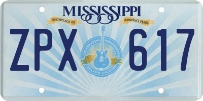 MS license plate ZPX617