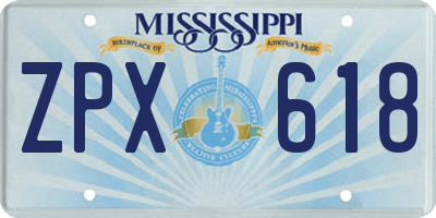 MS license plate ZPX618