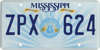 MS license plate ZPX624