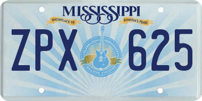 MS license plate ZPX625
