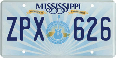 MS license plate ZPX626