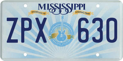 MS license plate ZPX630