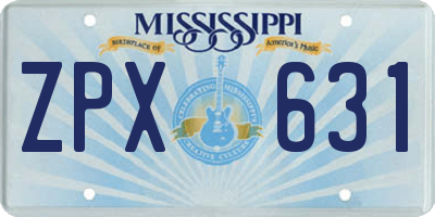 MS license plate ZPX631