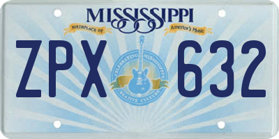 MS license plate ZPX632