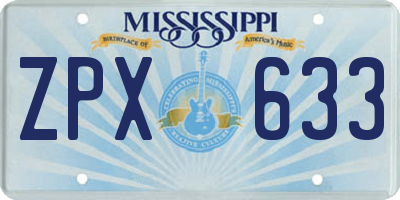 MS license plate ZPX633