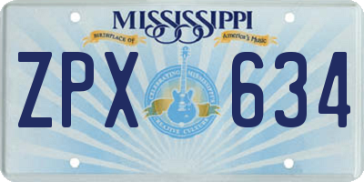MS license plate ZPX634