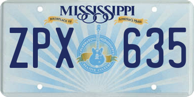 MS license plate ZPX635
