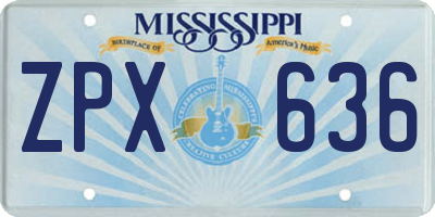 MS license plate ZPX636
