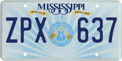 MS license plate ZPX637