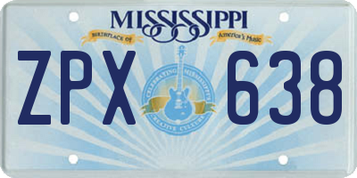 MS license plate ZPX638