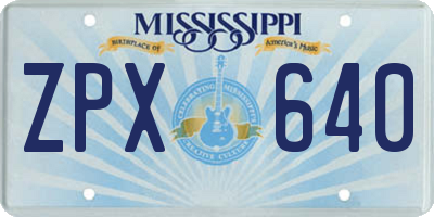 MS license plate ZPX640