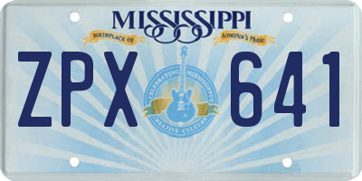 MS license plate ZPX641