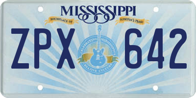 MS license plate ZPX642