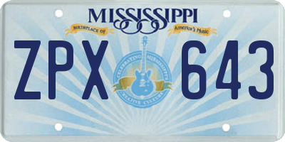 MS license plate ZPX643
