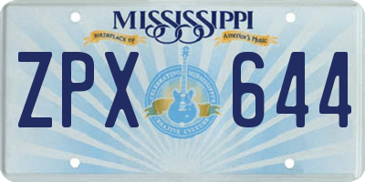 MS license plate ZPX644