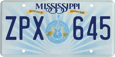 MS license plate ZPX645