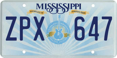 MS license plate ZPX647