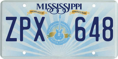 MS license plate ZPX648