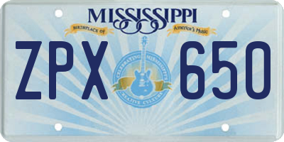 MS license plate ZPX650