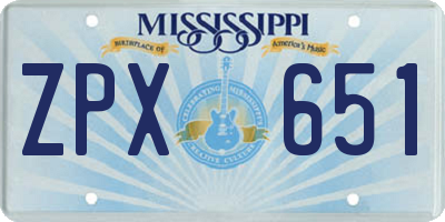 MS license plate ZPX651