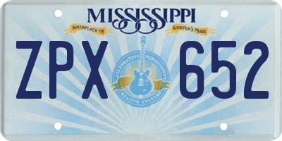 MS license plate ZPX652