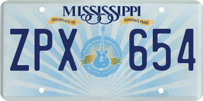 MS license plate ZPX654