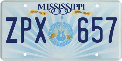 MS license plate ZPX657