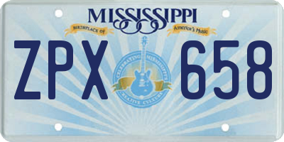 MS license plate ZPX658