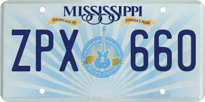 MS license plate ZPX660