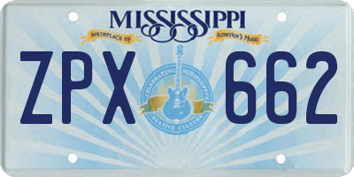MS license plate ZPX662