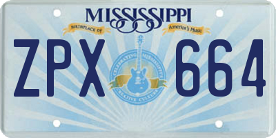 MS license plate ZPX664