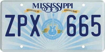 MS license plate ZPX665